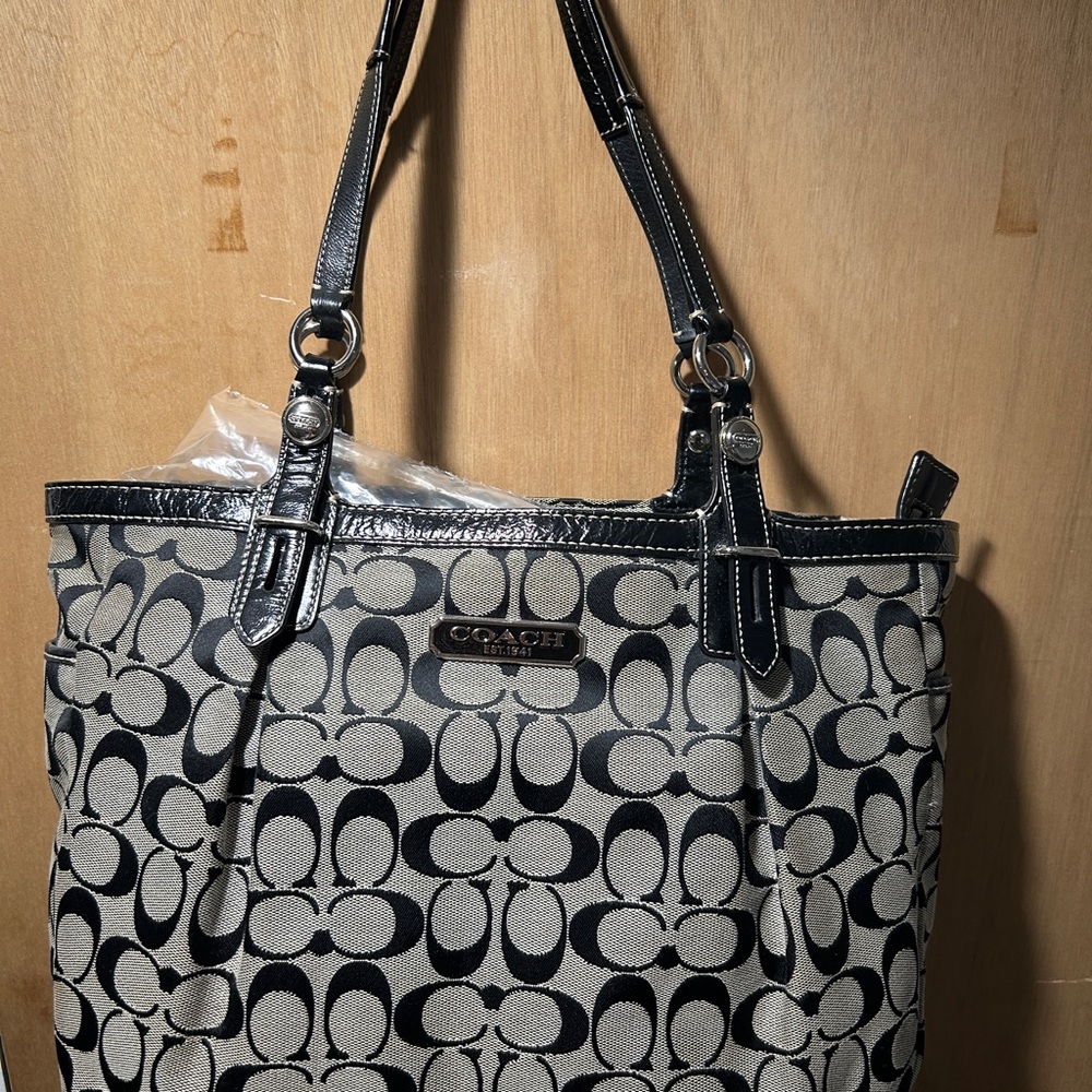 Coach Black and Grey Signature Tote